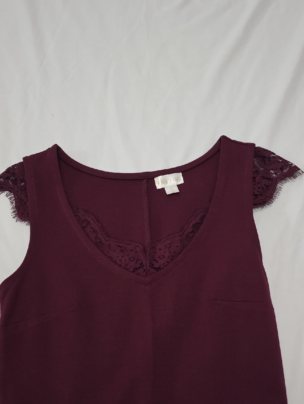 Decree Plum Lace-Trim Midi Sheath Dress Size XS - Picture 2 of 7